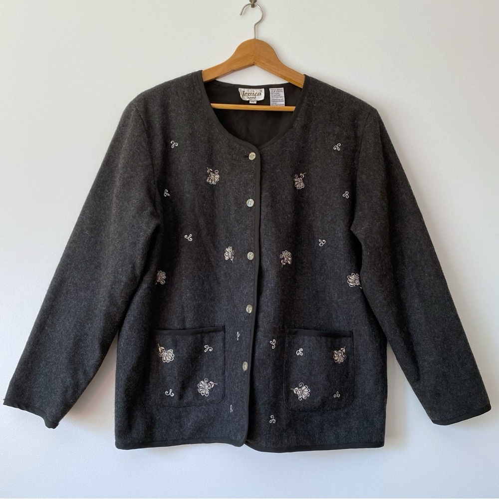 Vintage Embroidered Lined Wool Jacket
